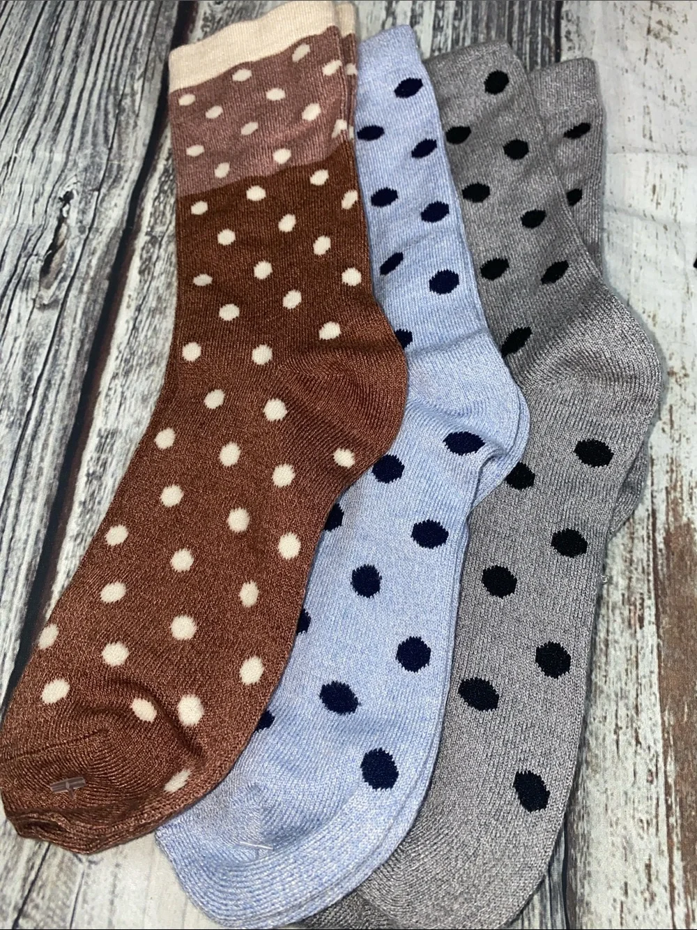Wmn’s Cashmere Blend Polka Dot Crew Socks Set of 3 Soft Luxury Lounge Socks NWOT